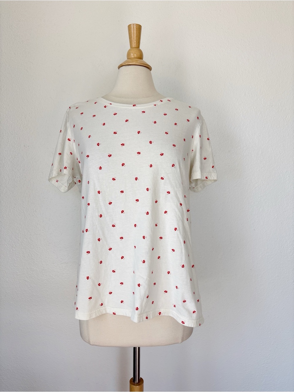 White & Red Mushroom Print Short Sleeve T-Shirt